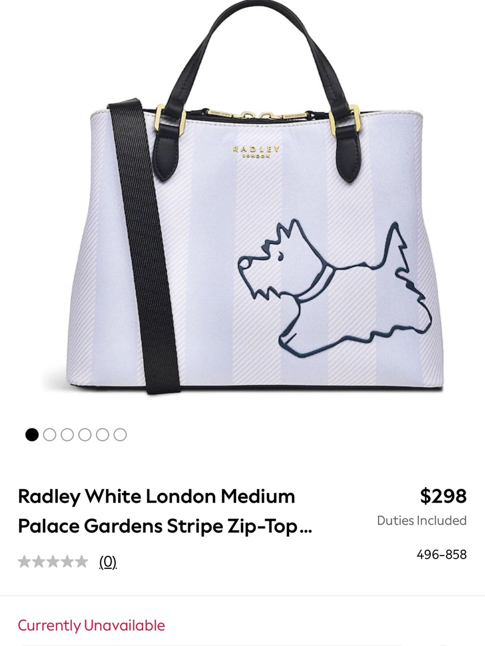 RADLEY LONDON White and Navy Stripe Tote with Scottie Dog